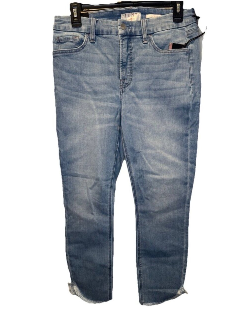 Jen 7 By 7 For All Mankind Ankle Skinny Blue Denim Raw Hem Jeans 6 NEW Stretch